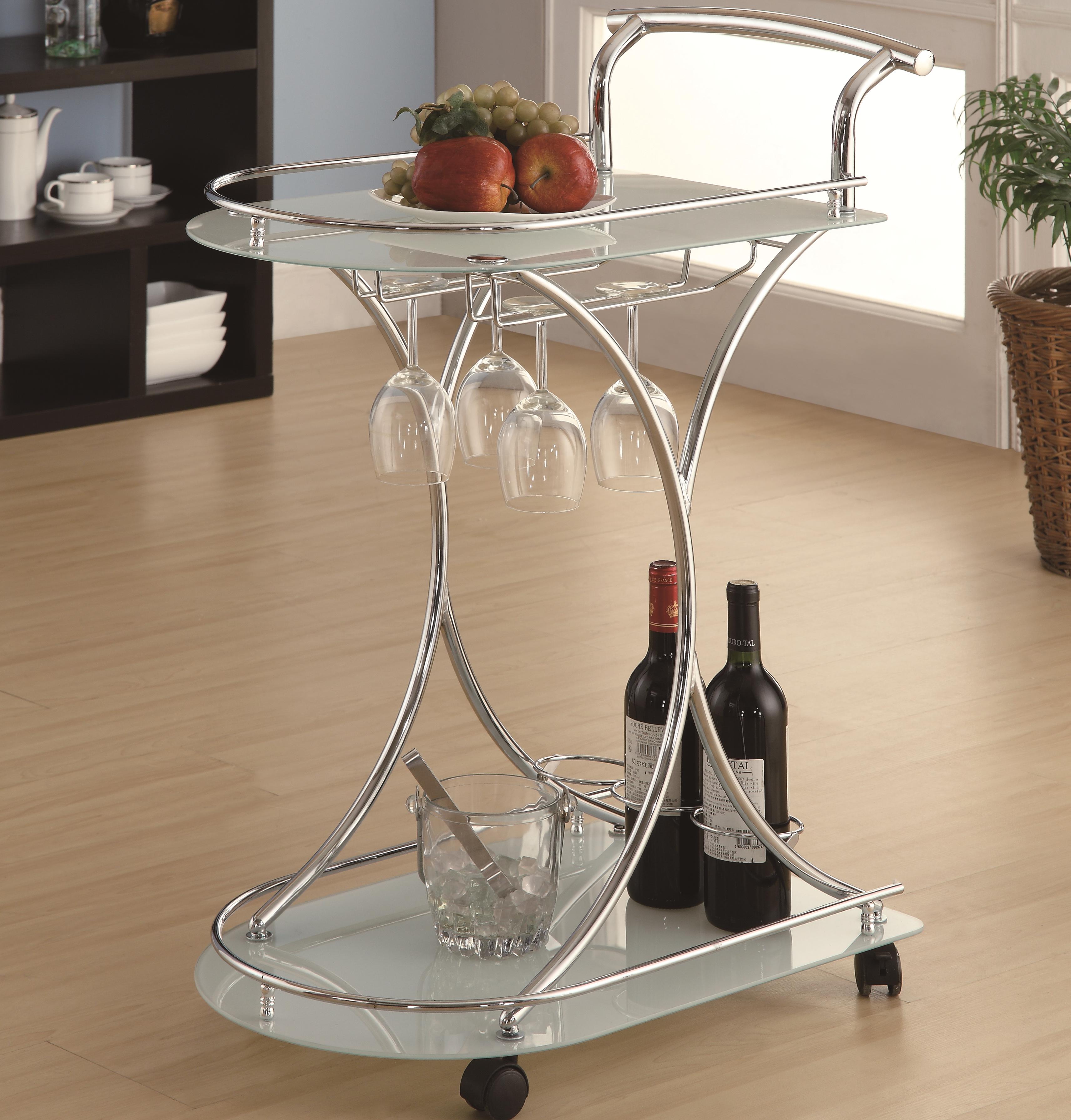 Coaster Kitchen Carts Serving Cart with 2 Frosted Glass Shelves Value